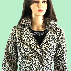 Animal Print Rain Coat Leopard Print Trench Coat Size: Medium